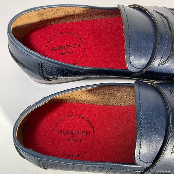 Alfani Mens Alfatech Blaine Leather Slip-On Oxfords Navy Penny Loafers Size 12M - Picture 8 of 16